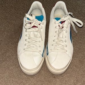 Puma , size 6 , purple tan and blue